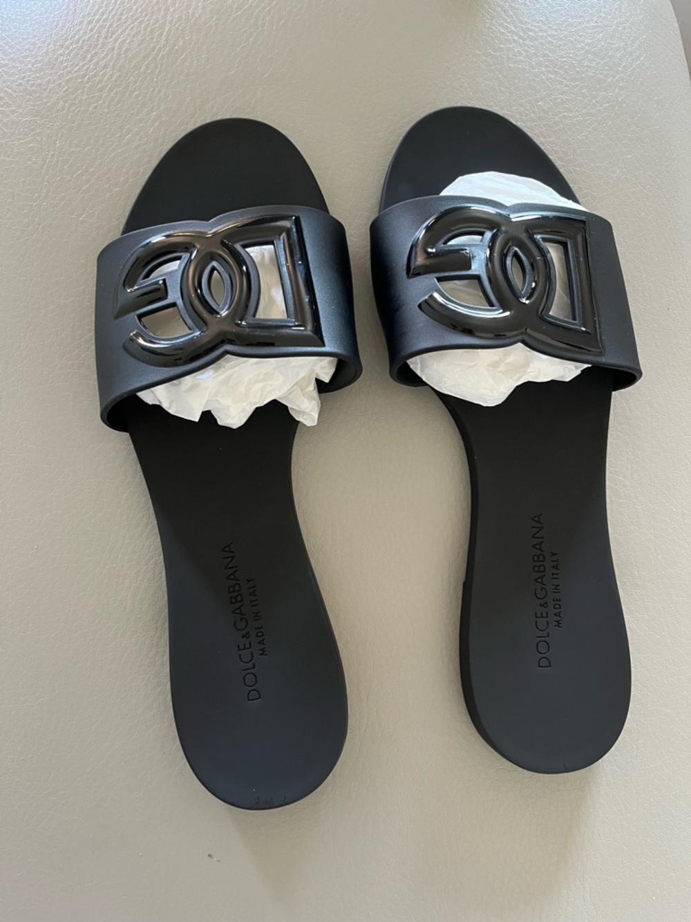 Dolce & Gabbana Black Slide Sandals